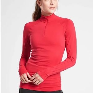 Athleta Speedlight Half Zip, Bright Red, M
